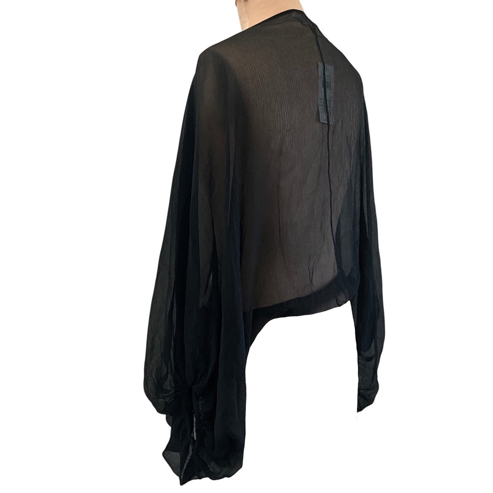 MaxAzria Collection Silk Chiffon Sheer Tie Front Shrug Bolero Black Size XS NWT - Picture 9 of 12
